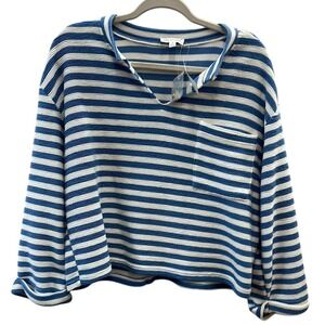 Blu‎ Pepper Striped Pullover Topl Blue White Size Small